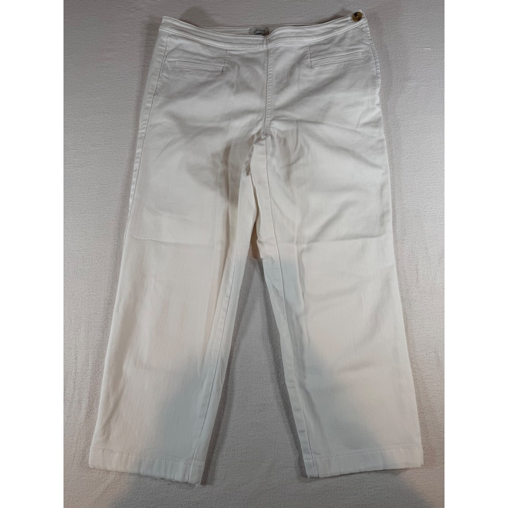 J.Jill Denim Pixie Slim Leg Crop Pants White Side Zip Size 10